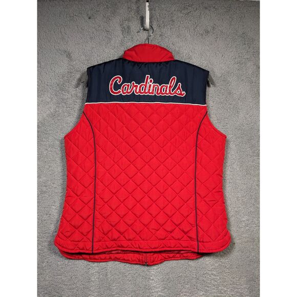 St. Louis Cardinals Quilted Women's Vest Zip Front MLB Baseball Red - Picture 4 of 5